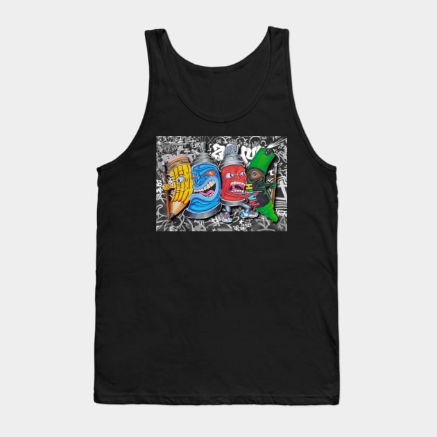 Graffiti Style Spraycans Characters Tank Top by Mash75Art